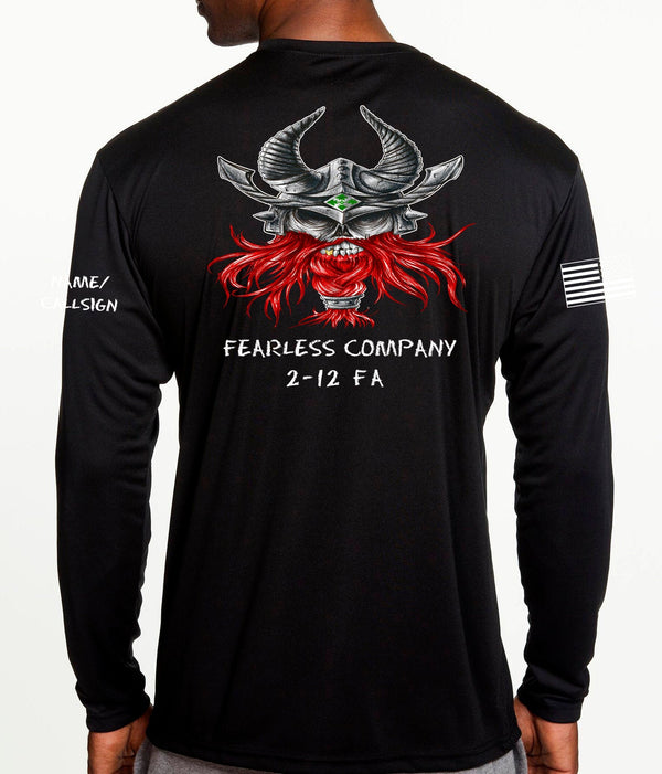 Fearless Company Black Performance Long Sleeve PT Unisex Shirt. This shirt IS approved for PT *Free Liaison pick up to base only*