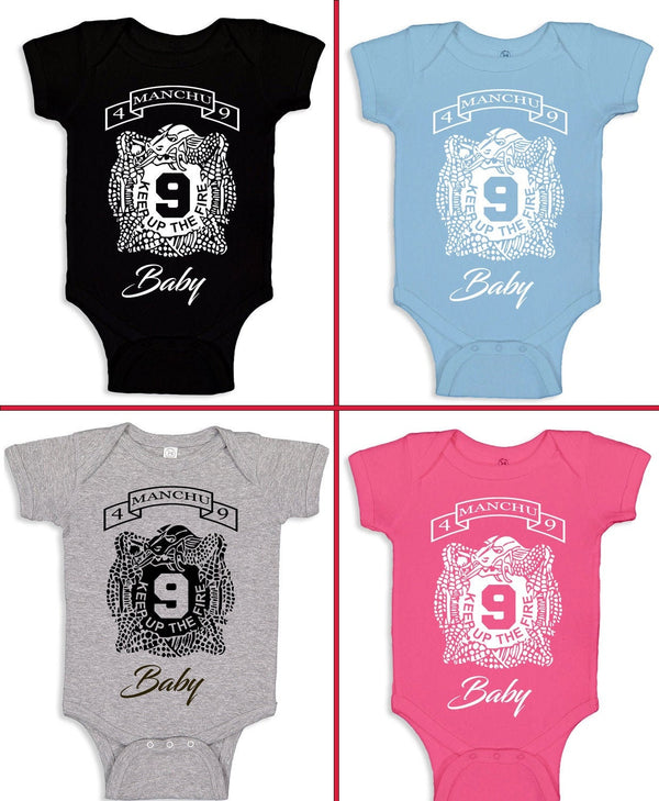 Baby Bodysuit With 9th IN Crest in White, In Different Colors.