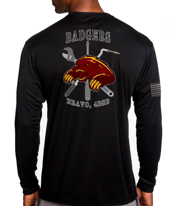 Badgers Long Sleeve PT Performance Unisex Shirt. This shirt is approved for PT. **Free Shipping means for Liaison pick up to base only**